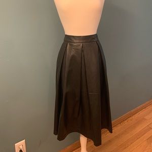 WhoWhatWear black leather midi skirt size 10